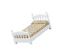 Country Trend Pattern Solid Wood Single Bed 1:12 Scale for Small Bedroom Furniture and Model Display Cottagecore Flower Dollhouse Bed