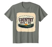 Country Until I Die Rustic Sunset Men Western Patriotic T-Shirt, Kids, Olive Heather, 2 Years