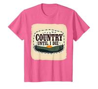 Country Until I Die Rustic Sunset Men Western Patriotic T-Shirt, Kids, Pink Heather, 10 Years