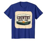 Country Until I Die Rustic Sunset Men Western Patriotic T-Shirt, Kids, Royal Blue, 10 Years