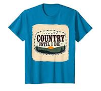 Country Until I Die Rustic Sunset Men Western Patriotic T-Shirt, Kids, Sapphire, 3 Years