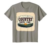 Country Until I Die Rustic Sunset Men Western Patriotic T-Shirt, Kids, Slate, 8 Years