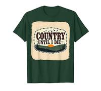 Country Until I Die Rustic Sunset Men Western Patriotic T-Shirt, Men, Forest Green, M
