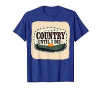 Country Until I Die Rustic Sunset Men Western Patriotic T-Shirt, Men, Royal Blue, S