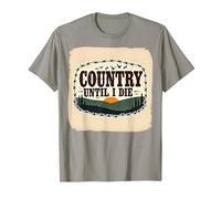 Country Until I Die Rustic Sunset Men Western Patriotic T-Shirt, Men, Slate, XL