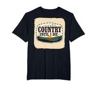 Country Until I Die Rustic Sunset Men Western Patriotic T-Shirt, Men's Big and Tall, Black, 2X Tall