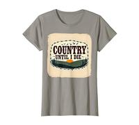 Country Until I Die Rustic Sunset Men Western Patriotic T-Shirt, Women, Slate, L