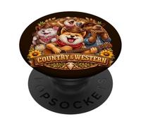 Country&Western Capybara Shiba-Inu with Guitar Music PopSockets Adhesive PopGrip
