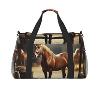 Country Western Cowboys and Horses Waterproof Weekender Bags Duffel Bag Large Carry On Hand Luggage Bags Foldable Tote Bag for Travel Sports Gym Dance