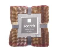 CountryClub Scotch Tartan Waffle Fleece Fringed Throw 130x170cm (Caramel)
