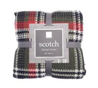 CountryClub Scotch Tartan Waffle Fleece Fringed Throw 130x170cm (Liquorice)