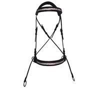 Countrypride LEATHER PADDED CRYSTAL BITLESS BRIDLE WITH SUPER GRIP RUBBER REINS (BROWN, PONY)