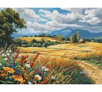 Countryside 3, Landscape Counted Cross Stitch Kit, 32x24cm, 180x135 Stitches, Nature Scene with Cottage