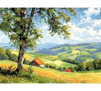 Countryside 8, Landscape Counted Cross Stitch Kit, 36x26cm, 200x150 Stitches, Nature Scene with Cottage