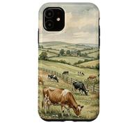Countryside Cow Pasture Rustic Farm Landscape Illustration Case for iPhone 11