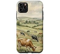 Countryside Cow Pasture Rustic Farm Landscape Illustration Case for iPhone 11 Pro Max