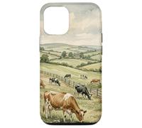 Countryside Cow Pasture Rustic Farm Landscape Illustration Case for iPhone 12/12 Pro