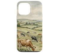 Countryside Cow Pasture Rustic Farm Landscape Illustration Case for iPhone 13 Pro Max