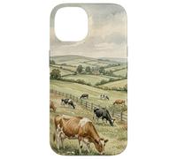 Countryside Cow Pasture Rustic Farm Landscape Illustration Case for iPhone 14