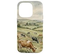 Countryside Cow Pasture Rustic Farm Landscape Illustration Case for iPhone 14 Pro