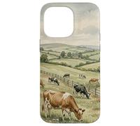 Countryside Cow Pasture Rustic Farm Landscape Illustration Case for iPhone 14 Pro Max