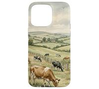 Countryside Cow Pasture Rustic Farm Landscape Illustration Case for iPhone 15 Pro Max
