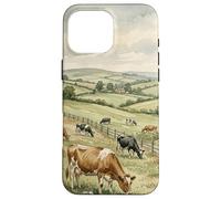 Countryside Cow Pasture Rustic Farm Landscape Illustration Case for iPhone 16 Pro Max