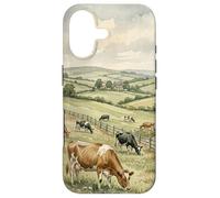 Countryside Cow Pasture Rustic Farm Landscape Illustration Case for iPhone 17