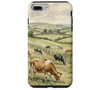 Countryside Cow Pasture Rustic Farm Landscape Illustration Case for iPhone 7 Plus/8 Plus