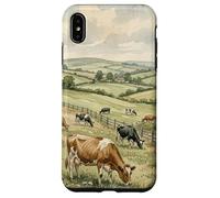 Countryside Cow Pasture Rustic Farm Landscape Illustration Case for iPhone XS Max