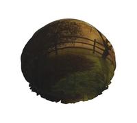Countryside Farm Double Layer Waterproof Shower Cap, Extra Large Soft Elastic Band, Reusable Bath Cap For Women Men,Full Print Design