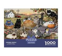 Countryside Kitty Wooden Jigsaw Puzzle Waterproof 1000 Piece Puzzles for Adults Gifts Impossible Educational Games
