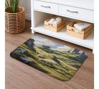 Countryside Sheep Bath Mat, Scenic Nature Landscape Non Slip Shower Rug, Spring Memory Foam Washable Bath Rugs for Bathroom Toilet Decorative 16x72 Inch