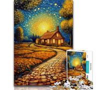 Countryside Under The Night Sky Jigsaw Puzzles for Teenagers 1000 Jigsaws,Staycation Kill Time Every Piece Is Unique - Challenging Family Fun Game 38x26cm