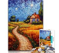 Countryside Under The Night Sky Puzzles for Teenagers 1000 Pieces,Challenging To Complete But Fun And Humorous with Matching Poster And Trivia Sheet 38x26cm