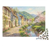 Countryside Village Creek 1000 Piece Jigsaw Puzzle Paper Adults Spring Landscape 52x38cm/1000pcs