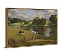 Countryside Wall Art Framed Wall Decor Vintage Cows Landscape Picture Nature Forest River Painting Canvas Prints Farmhouse Animals Poster Artwork for Living Room Kitchen Home Decorations 12x16"