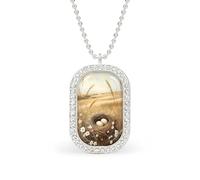 Countryside Woven Bird Nest Wild Grass Rectangle Pendant Necklace Silver Women Jewelry Alloy Keychain Tag Jewelry
