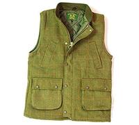 Countrywear New Mens Tweed Derby Gilet British Made Outdoor Bodywarmer Quilted Waistcoat Jacket Fishing Hunting Shooting Mens Wool Branded Outerwear Branded (Dark Green Medium)
