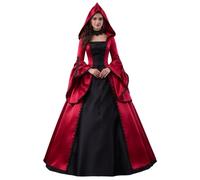 CountryWomen 18th Century Women's Rococo Ball Gown Gothic Victorian Masquerade Dresse (Black and Red, XL)