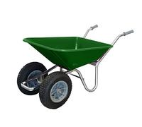 County Clipper Duo, Twin Wheel Wheelbarrow 100-120ltr (Solid Puncture Proof Wheel, Green)