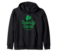 County Cork Ireland The Rebel County Shamrock Green Aged Zip Hoodie