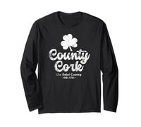 County Cork Ireland The Rebel County Shamrock White Aged Long Sleeve T-Shirt
