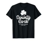 County Cork Ireland The Rebel County Shamrock White Aged T-Shirt