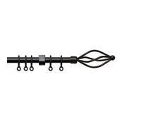 County Crown 125-215cm Curtain Pole Set Black - 16-19mm