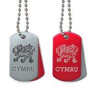 County Engraving Cymru Welsh Dragon Engraved Dog ID Army Tag