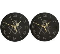 County Engraving Genuine Welsh Slate Wall Clock With Masonic Square And Compass Design Silent non ticking quartz movement (Without G)