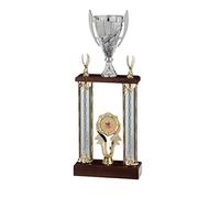 County Engraving Multi Sport 2 Tier 2 Column Tower Trophy American Style Awards Any Sport - Enter Your Own Custom Text (Large)