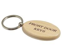 County Engraving Oval Front Door Keys Wooden Keyring Key Ring