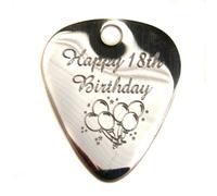 County Engraving Personalised 1.2mm S/Steel "Happy 18th Birthday" Guitar Plectrum Pick, Engraved